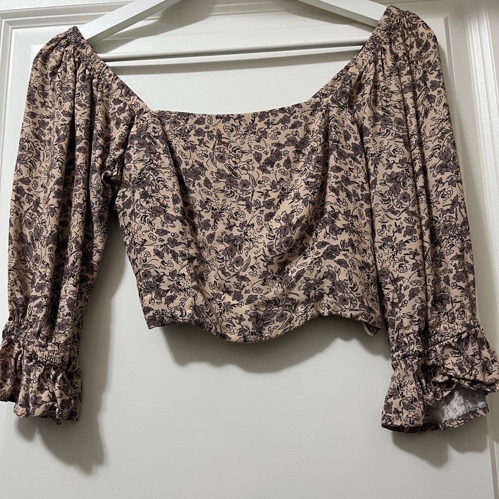 Whimsy + Row Black and Cream Floral Blouse